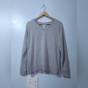 Magaschoni Modal Crew V-Neck Long Sleeve Lightweight Sweater Gray Women's Size S
